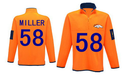 Men's Denver Broncos 58 Miller Antigua Charcoal Fortune Sweater Knit Microfleece Quarter-Zip Pullover Orange Jacket