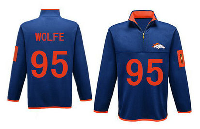 Men's Denver Broncos 95 Wolfe Antigua Charcoal Fortune Sweater Knit Microfleece Quarter-Zip Pullover Blue Jacket