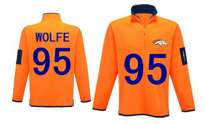 Men's Denver Broncos 95 Wolfe Antigua Charcoal Fortune Sweater Knit Microfleece Quarter-Zip Pullover Orange Jacket
