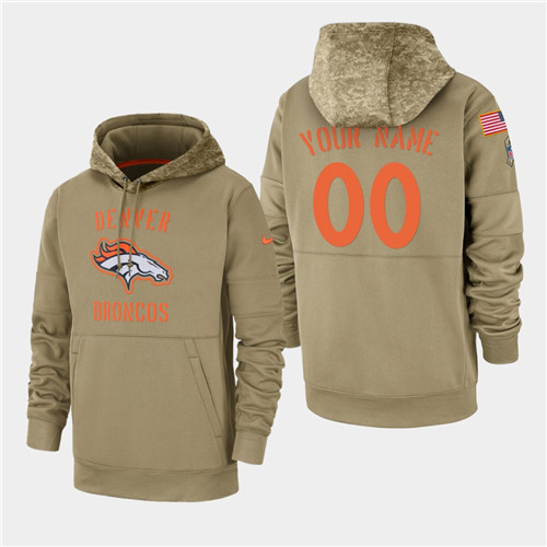 Men's Denver Broncos Custom 2019 Salute to Service Sideline Therma Hoodie - Tan