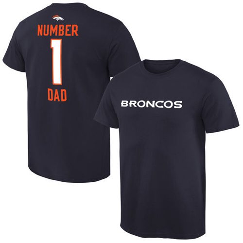 Men's Denver Broncos Pro Line College Number 1 Dad T-Shirt Navy