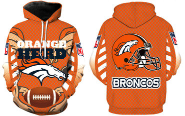 Men's Denver Broncos Pullover Orange Hoodie