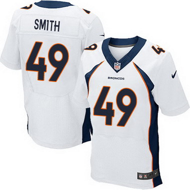 Men's Denver Broncos Retired Player #49 Dennis Smith White Elite Jersey