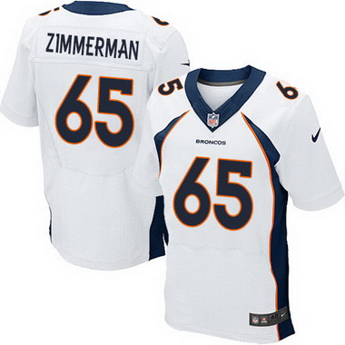 Men's Denver Broncos Retired Player #65 Gary Zimmerman White Elite Jersey