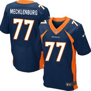 Men's Denver Broncos Retired Player #77 Karl Mecklenburg Navy Blue Elite Jersey