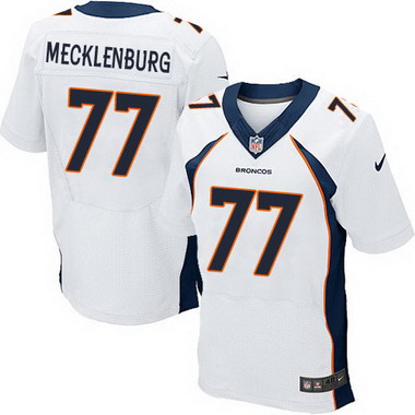 Men's Denver Broncos Retired Player #77 Karl Mecklenburg White Elite Jersey