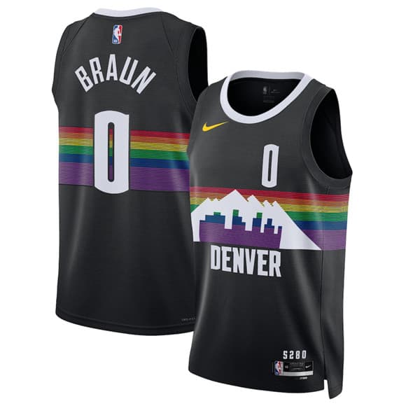 Men's Denver Nuggets #0 Christian Braun Black 2025-26 City Edition Stitched Basketball Jersey