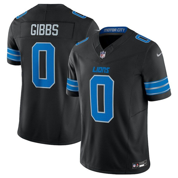 Men's Detroit Lions #0 Jahmyr Gibbs Black 2025 F.U.S.E. Vapor Limited Football Stitched Jersey