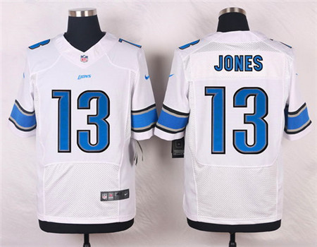 Men's Detroit Lions #13 T. J. Jones White Road Elite Stitched Jersey