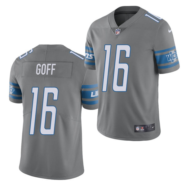 Men's Detroit Lions #16 Jared Goff Nike Steel Color Rush Limited Player Jersey