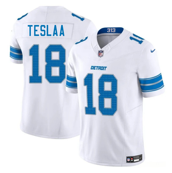 Men's Detroit Lions #18 Isaac TeSlaa White 2025 Draft F.U.S.E. Vapor Limited Football Stitched Jersey