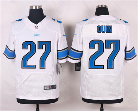Men's Detroit Lions #27 Glover Quin White Road Elite Stitched Jersey