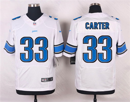 Men's Detroit Lions #33 Alex Carter White Road Elite Stitched Jersey