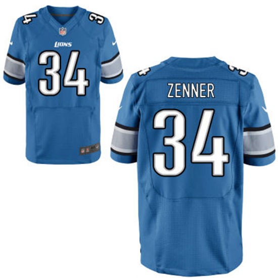 Men's Detroit Lions #34 Zach Zenner Light Blue Team Color Stitched NFL Nike Elite Jersey