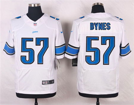 Men's Detroit Lions #57 Josh Bynes White Road Elite Stitched Jersey