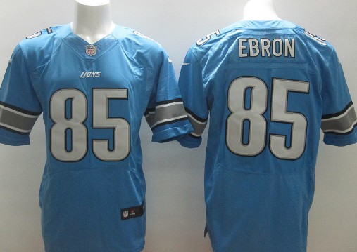 Men's Detroit Lions #85 Eric Ebron Blue Nik Elite Stitched Jersey