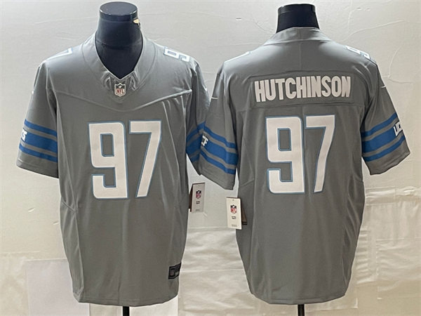 Men's Detroit Lions #97 Aidan Hutchinson Nike Steel Alternate F.U.S.E. Vapor Limited Jersey
