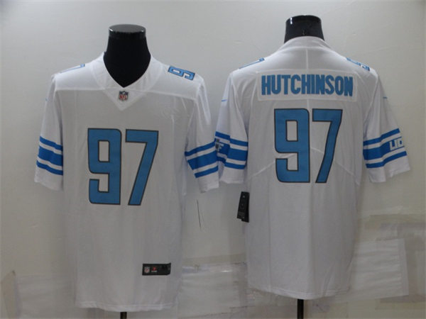 Men's Detroit Lions #97 Aidan Hutchinson Nike White Vapor Limited Player Jersey