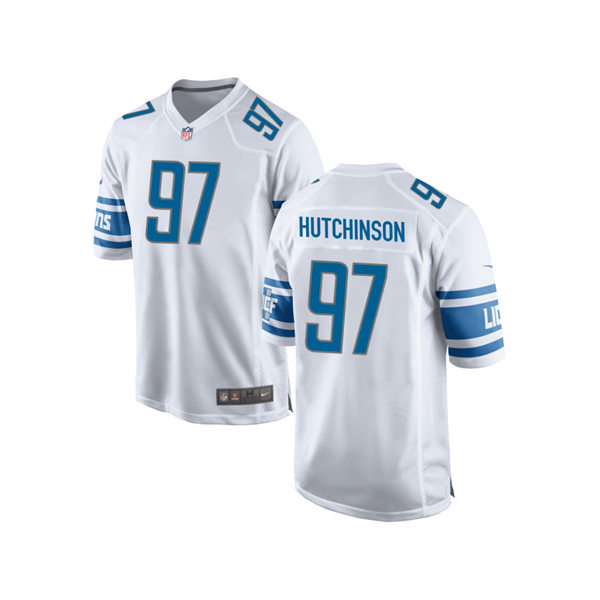 Men's Detroit Lions #97 Aidan Hutchinson Nike White Vapor Limited Player Jersey