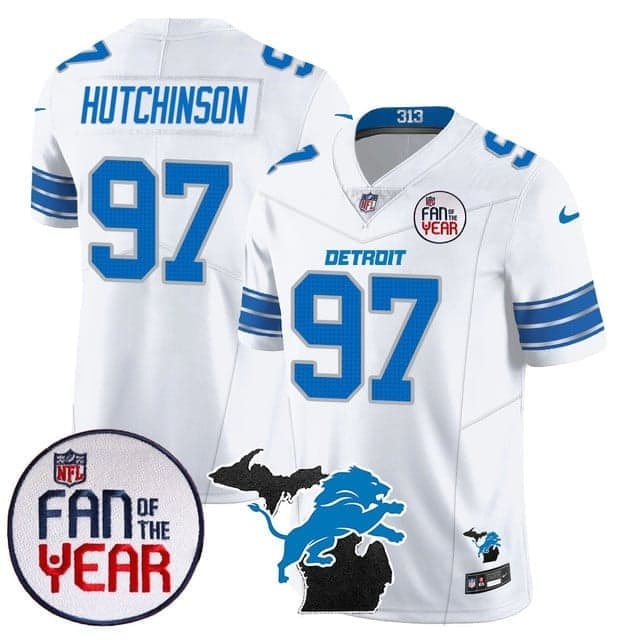 Men's Detroit Lions Fan Of The Year Jersey - All Stitched Aidan    Hutchinson - 97