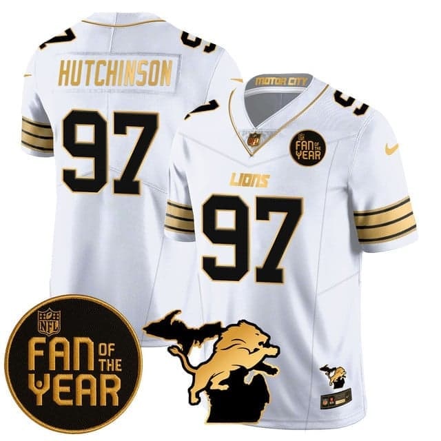 Men's Detroit Lions Fan Of The Year Jersey - All Stitched Aidan Hutchinson    - 97