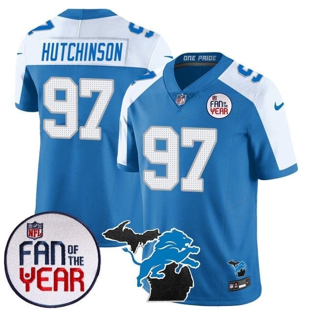 Men's Detroit Lions Fan Of The Year Jersey - All Stitched Aidan Hutchinson -    97