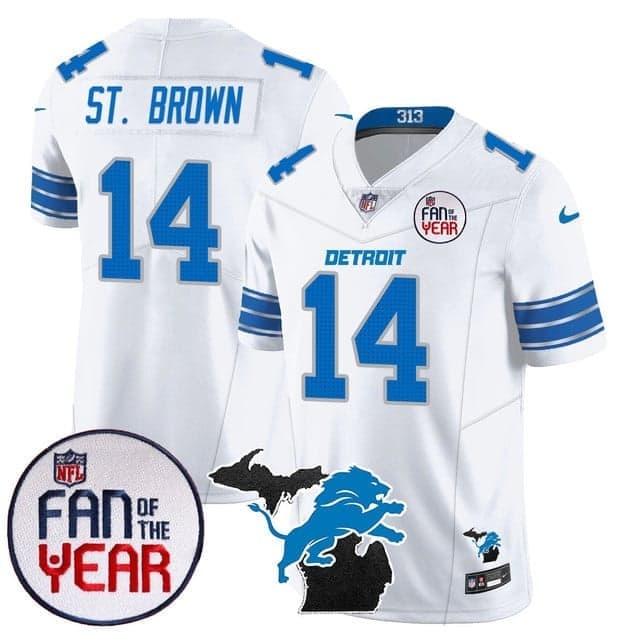 Men's Detroit Lions Fan Of The Year Jersey - All Stitched Amon-Ra St. Brown     - 14