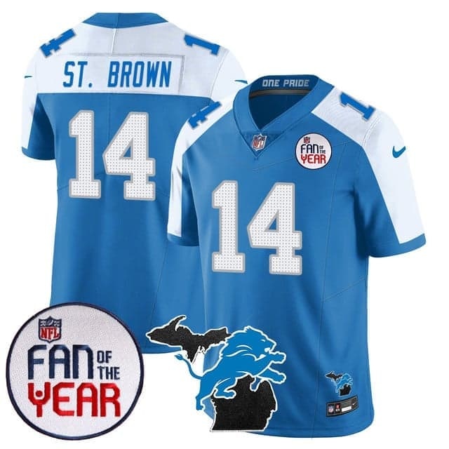 Men's Detroit Lions Fan Of The Year Jersey - All Stitched Amon-Ra St. Brown    - 14