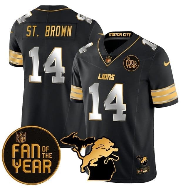 Men's Detroit Lions Fan Of The Year Jersey - All Stitched Amon-Ra St. Brown - 14