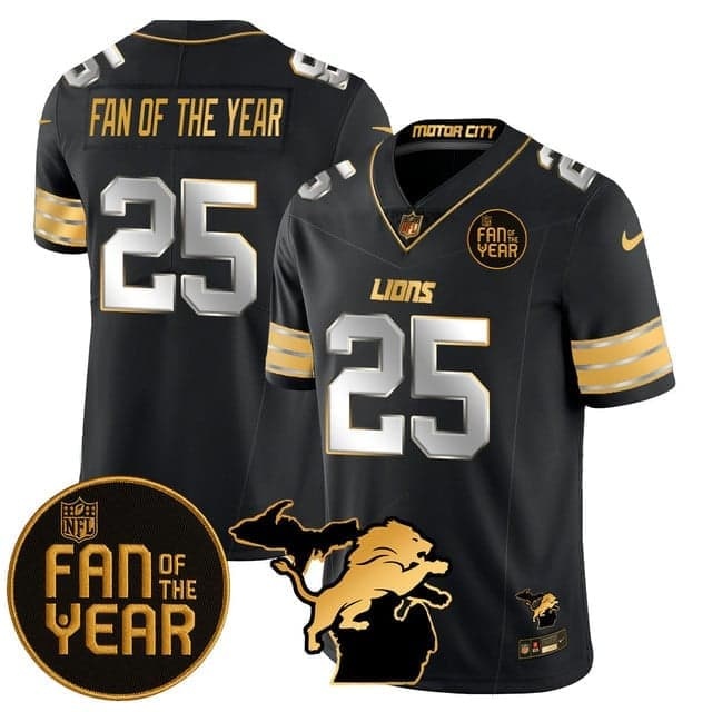 Men's Detroit Lions Fan Of The Year Jersey - All Stitched Fan Of The Year - 25