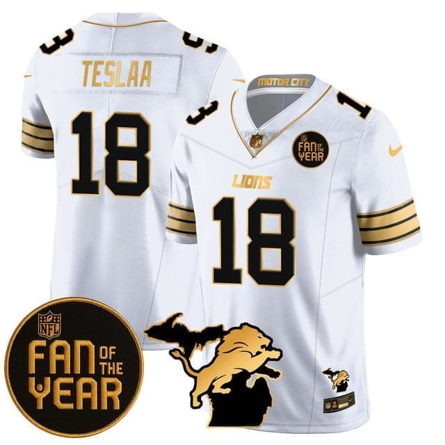 Men's Detroit Lions Fan Of The Year Jersey - All Stitched Isaac  TeSlaa   - 18