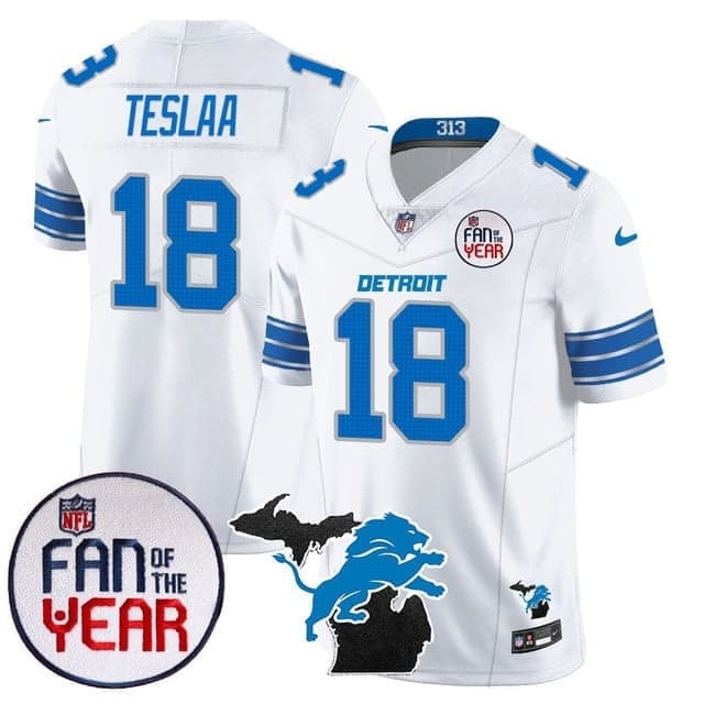 Men's Detroit Lions Fan Of The Year Jersey - All Stitched Isaac TeSlaa -    18