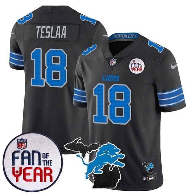 Men's Detroit Lions Fan Of The Year Jersey - All Stitched Isaac TeSlaa -  18