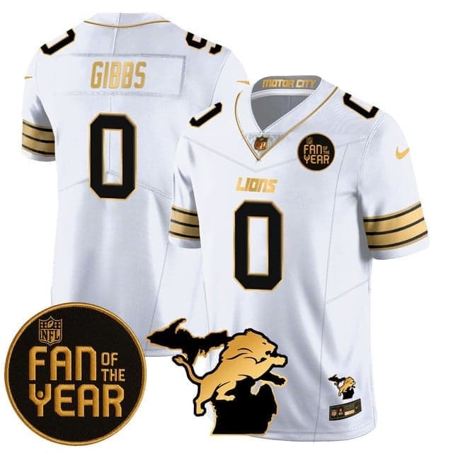 Men's Detroit Lions Fan Of The Year Jersey - All Stitched Jahmyr  Gibbs  - 0