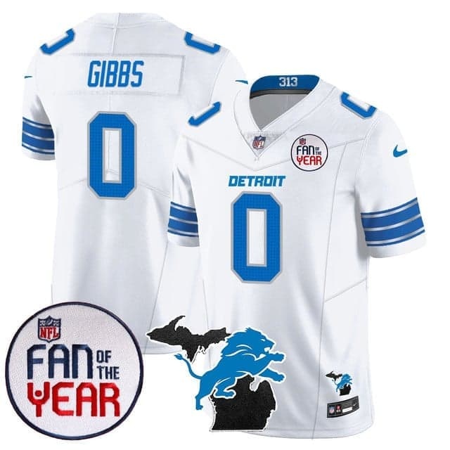 Men's Detroit Lions Fan Of The Year Jersey - All Stitched Jahmyr Gibbs     - 0