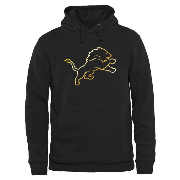 Men's Detroit Lions Pro Line Black Black Gold Collection Pullover Hoodie