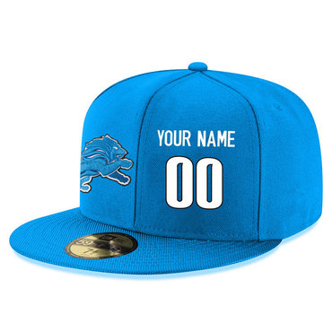 Men's Detroit Lions blue Color Snapback Custom Hat (Stitched any name&number)