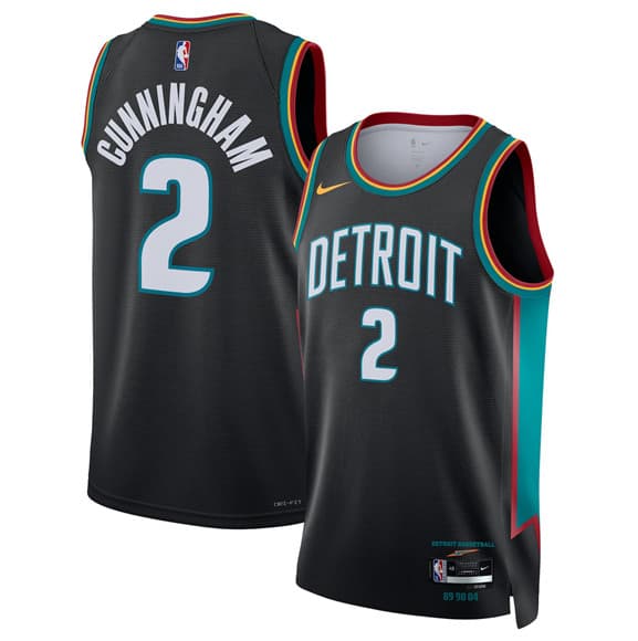 Men's Detroit Pistons #2 Cade Cunningham Cade Cunningham Black 2025-26 City Edition Stitched Basketball Jersey