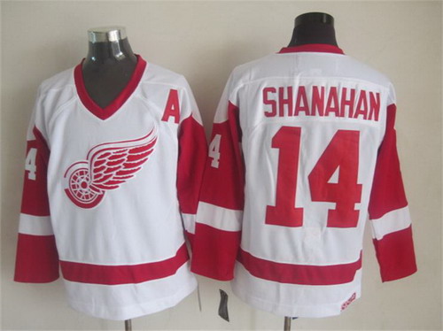 Men's Detroit Red Wings #14 Brendan Shanahan White CCM Vintage Throwback Jersey Stitched