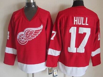 Men's Detroit Red Wings #17 Brett Hull Red Throwback CCM Jersey Stitched