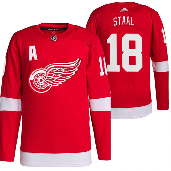 Men's Detroit Red Wings #18 Marc Staal Adidas Home Red Jersey Stitched