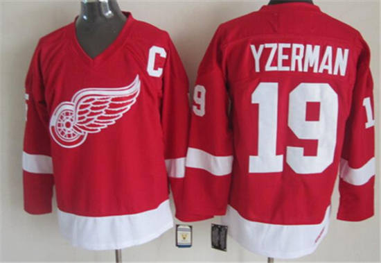 Men's Detroit Red Wings #19 Steve Yzerman Home Red CCM Vintage Throwback Jersey Stitched