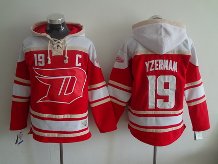 Men's Detroit Red Wings #19 Steve Yzerman Old Time Hockey 2016 Stadium Series Red Hoodie Stitched