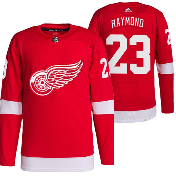 Men's Detroit Red Wings #23 Lucas Raymond Adidas Home Red Jersey Stitched