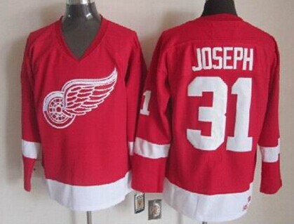Men's Detroit Red Wings #31 Curtis Joseph Red Throwback CCM Jersey Stitched