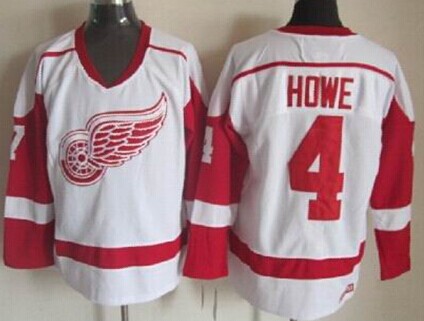 Men's Detroit Red Wings #4 Syd Howe White Throwback CCM Jersey Stitched