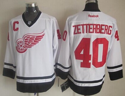 Men's Detroit Red Wings #40 Henrik Zetterberg 2014 White Jersey Stitched