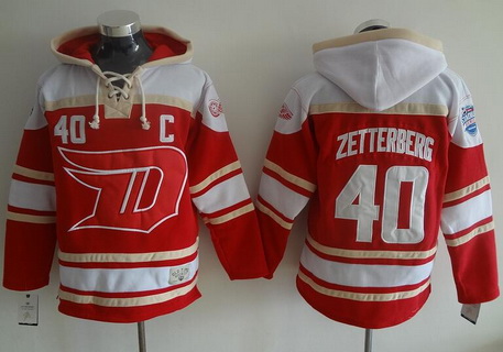 Men's Detroit Red Wings #40 Henrik Zetterberg Old Time Hockey 2016 Stadium Series Red Hoodie Stitched