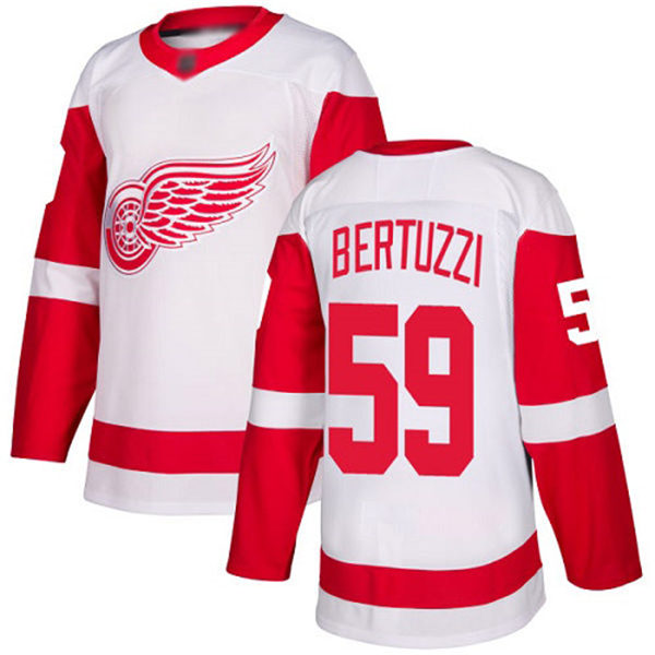 Men's Detroit Red Wings #59 Tyler Bertuzzi Adidas White Away Jersey Stitched