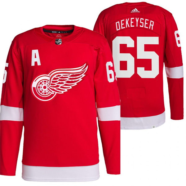 Men's Detroit Red Wings #65 Danny DeKeyser Adidas Home Red Jersey Stitched